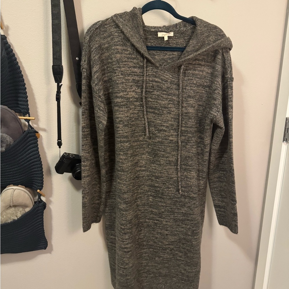 Gray Hooded Sweater Dress